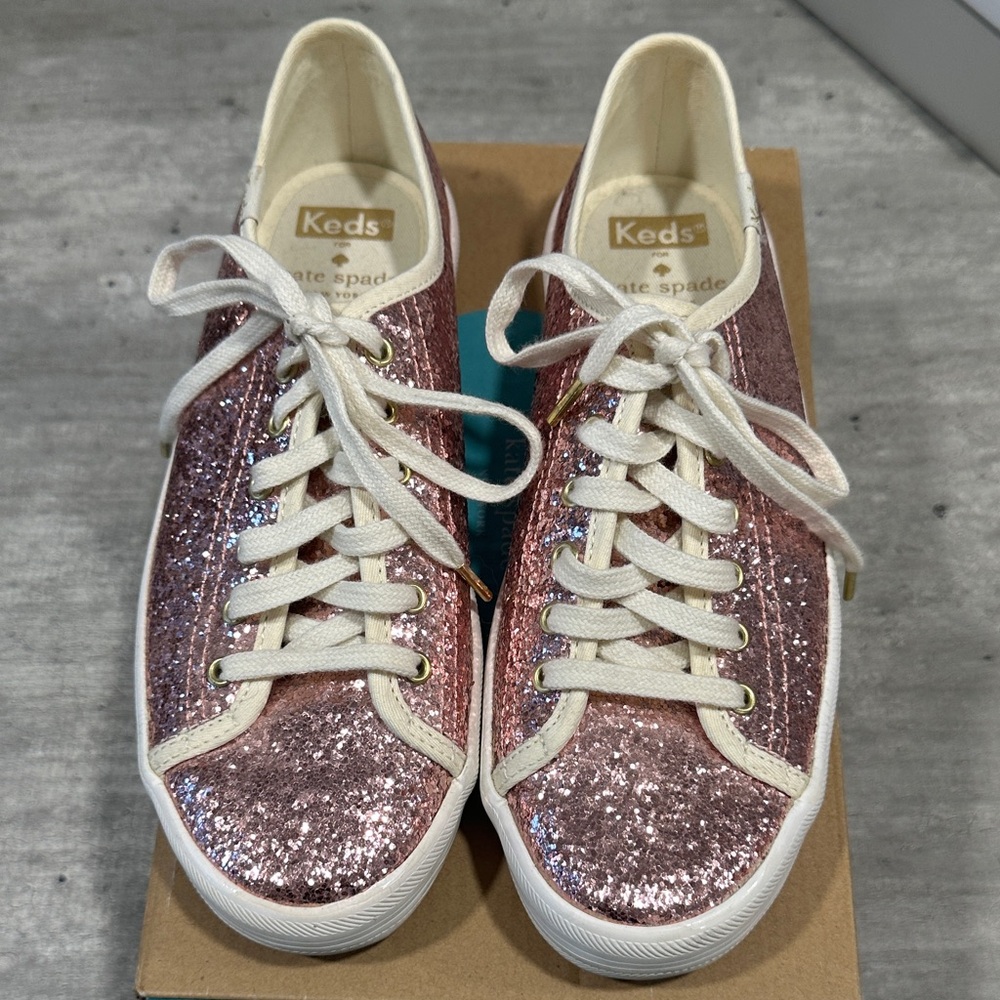 Keds Rose Glitter Sneakers with White Laces